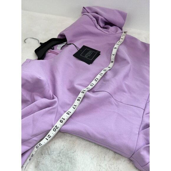 New MAC DUGGAL Size 10 Long Sleeve Mini Dress with Shoulder Pads Lilac *Defect* - Picture 6 of 13